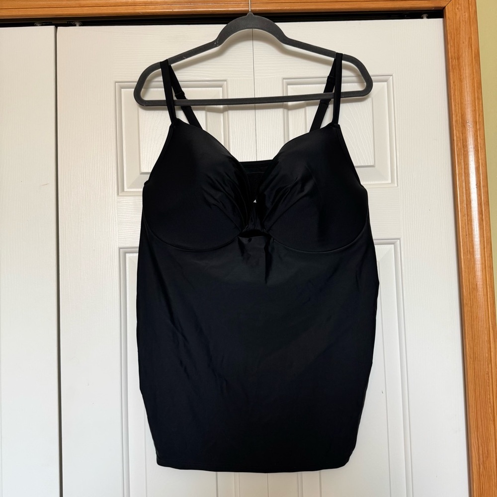 Cacique Swim Balconette Bathing Top Black Full Bra Adjustable Tankini‎